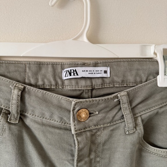 Zara Wide Leg Jeans Straight Leg Light Green Denim High Rise Women’s Size 4 - Picture 3 of 5